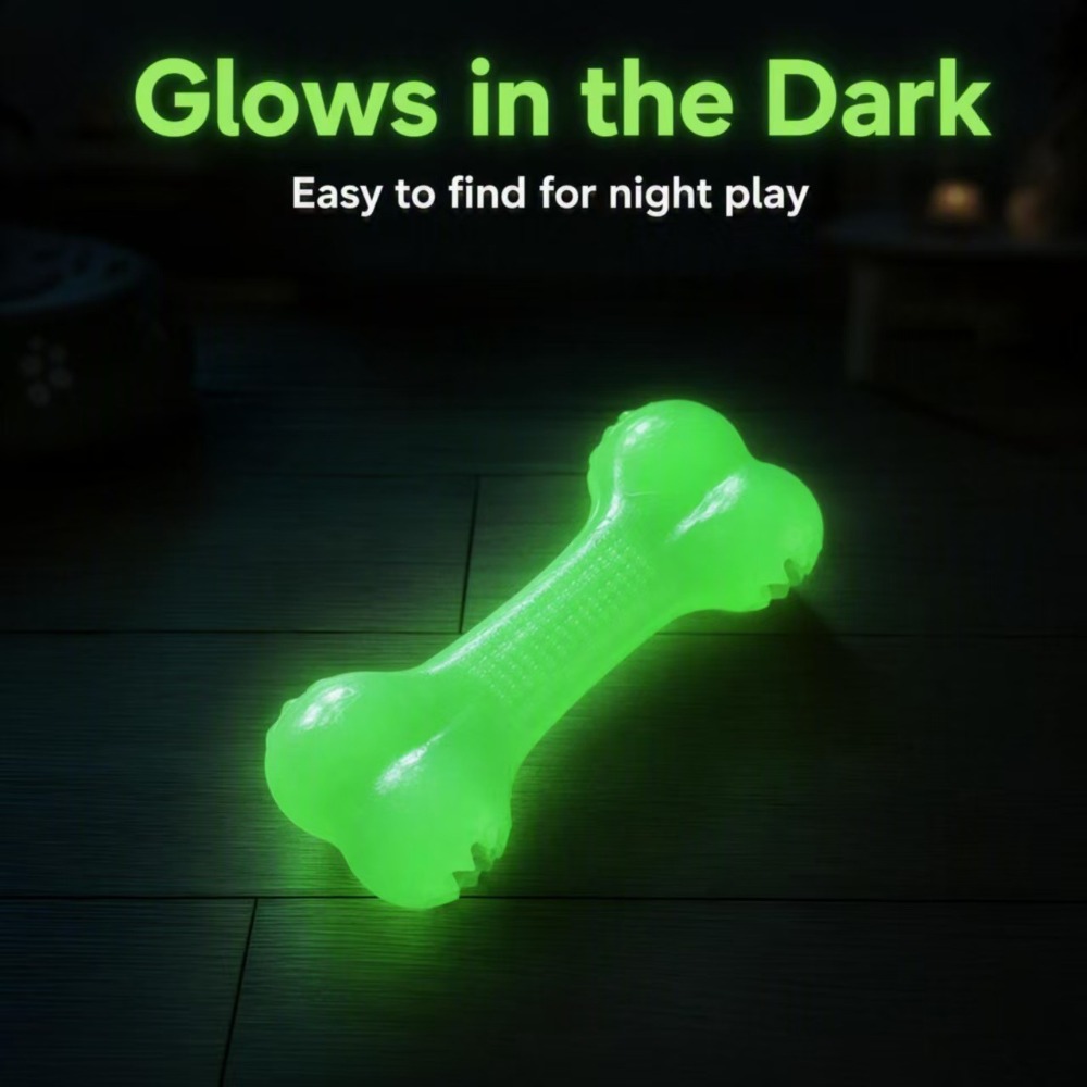 Glow in Dark TPR Dog Bone Toy, - Teeth Cleaning Dog Chew Bone ulasan dan harga