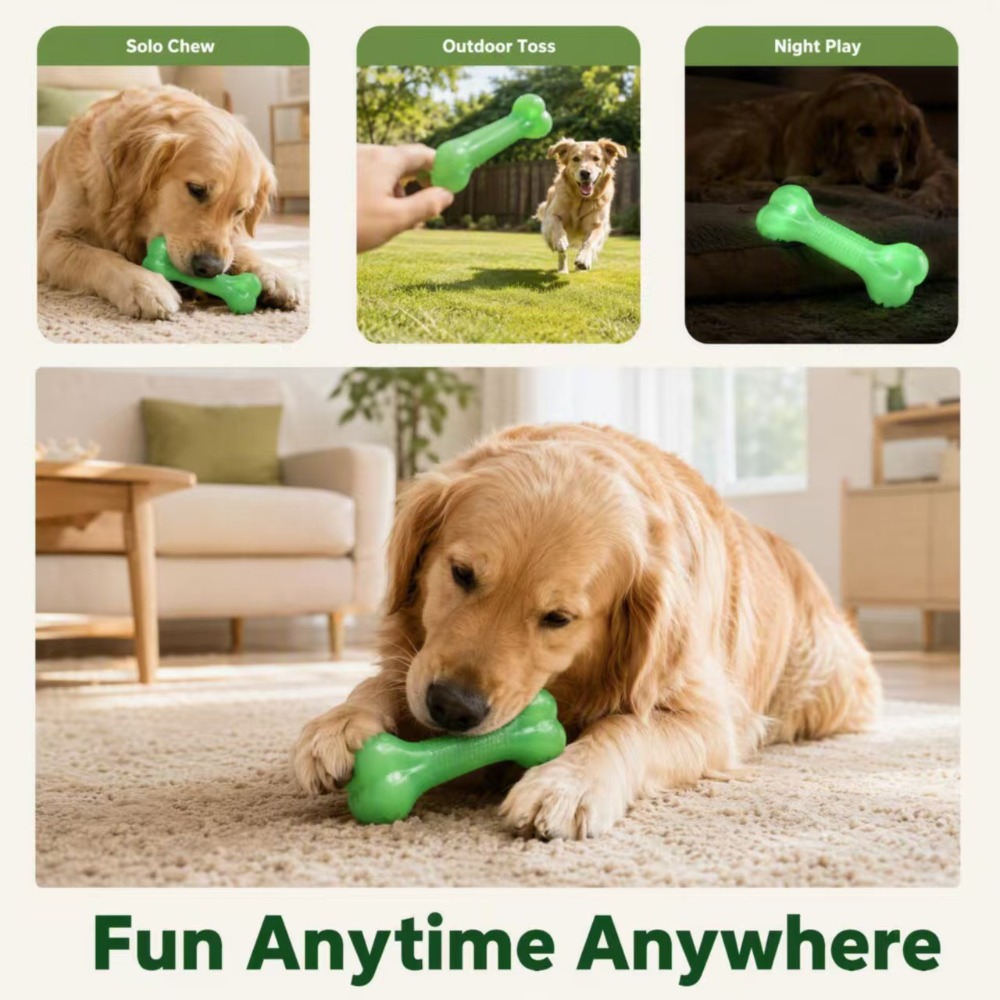 Glow in Dark TPR Dog Bone Toy, - Teeth Cleaning Dog Chew Bone ulasan dan harga
